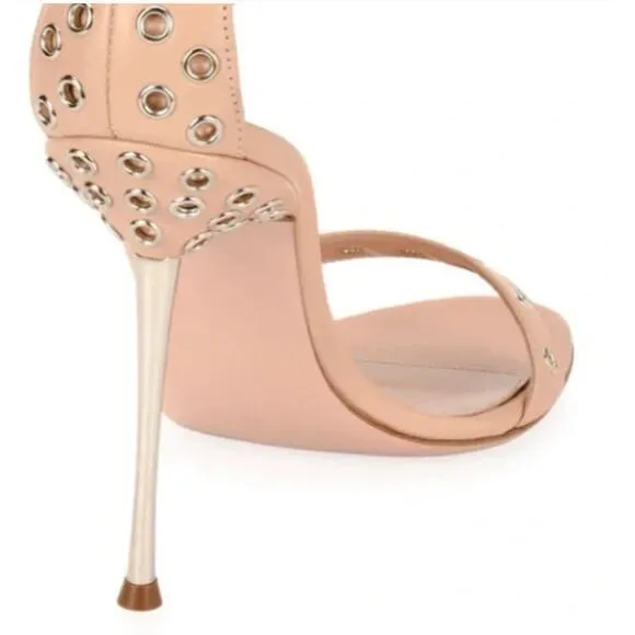 Gianvito Rossi Grommet Beige Nude Strappy Heels