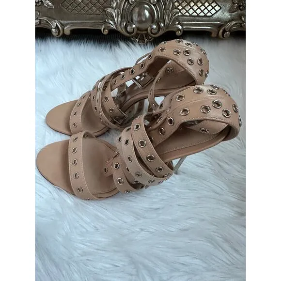 Gianvito Rossi Grommet Beige Nude Strappy Heels