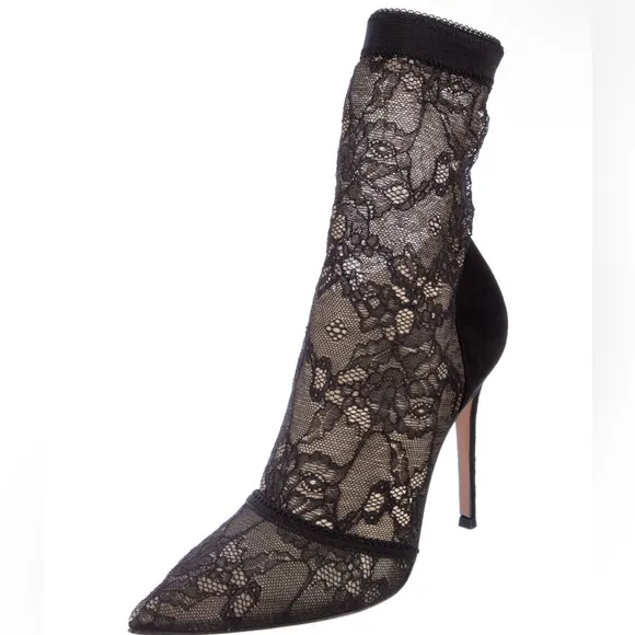 Gianvito Rossi Lace Stretch Ankle Mesh Sock Booties 👠😍
