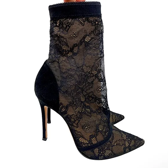 Gianvito Rossi Lace Stretch Ankle Mesh Sock Booties 👠😍