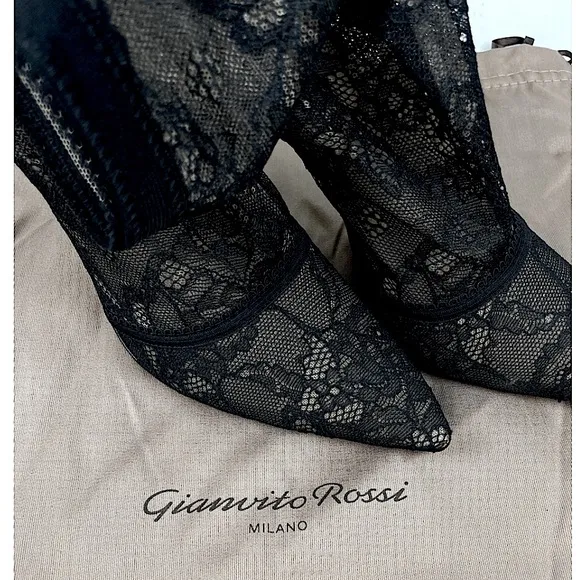 Gianvito Rossi Lace Stretch Ankle Mesh Sock Booties 👠😍
