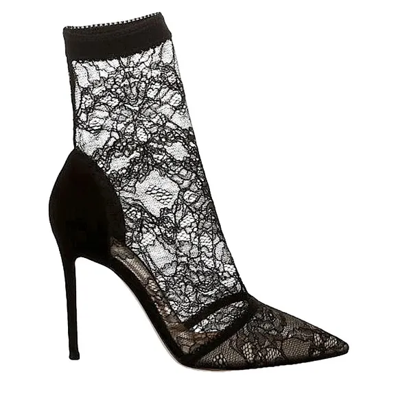 Gianvito Rossi Lace Stretch Ankle Mesh Sock Booties 👠😍