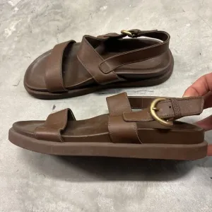 Gianvito Rossi Womens Leather Strappy Slide On Platform Sandals Adjust Size 39