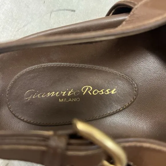 Gianvito Rossi Womens Leather Strappy Slide On Platform Sandals Adjust Size 39