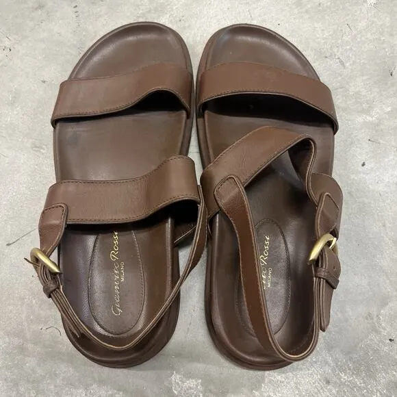 Gianvito Rossi Womens Leather Strappy Slide On Platform Sandals Adjust Size 39
