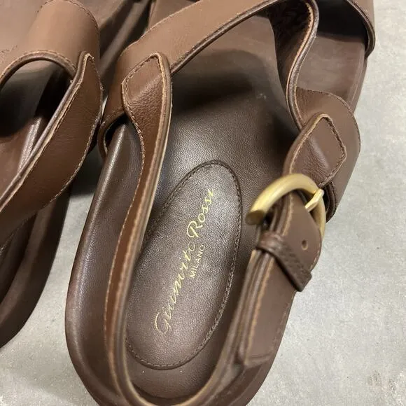 Gianvito Rossi Womens Leather Strappy Slide On Platform Sandals Adjust Size 39