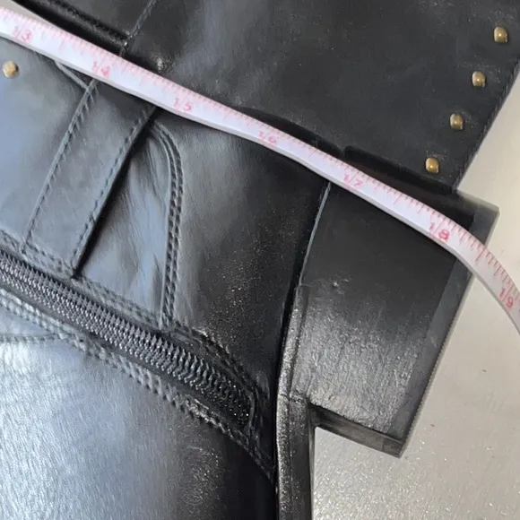 Gibson Latimer tall black leather studded boots, 6.