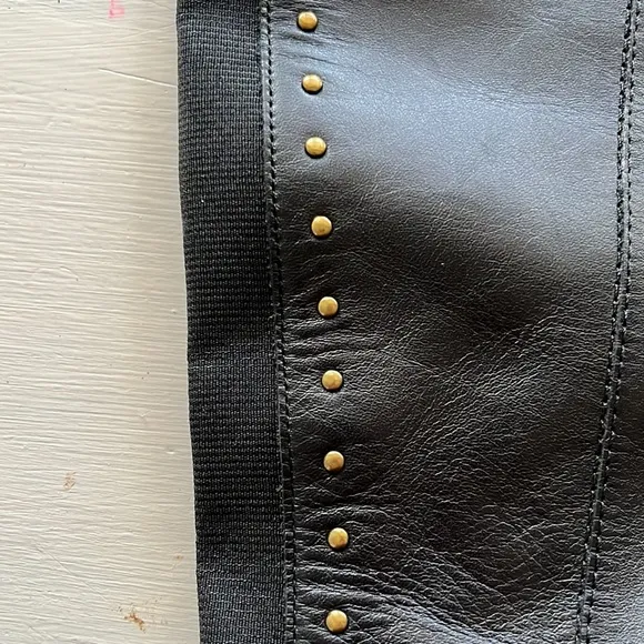 Gibson Latimer tall black leather studded boots, 6.