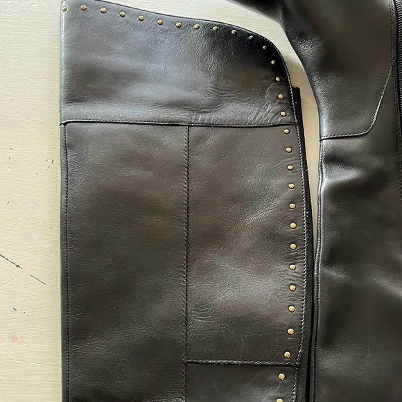 Gibson Latimer tall black leather studded boots, 6.