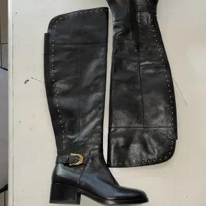 Gibson Latimer tall black leather studded boots, 6.