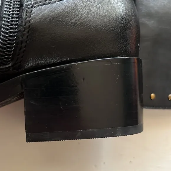 Gibson Latimer tall black leather studded boots, 6.