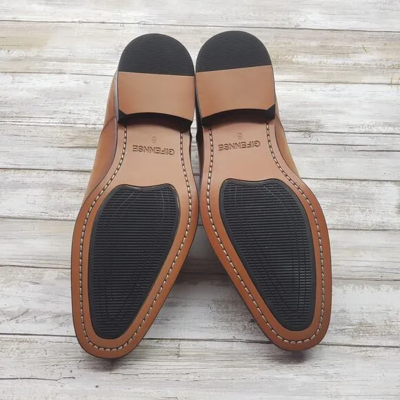 Gifennse Handmade Leather dress shoe's  slip on loafers brown Men's size 8/40