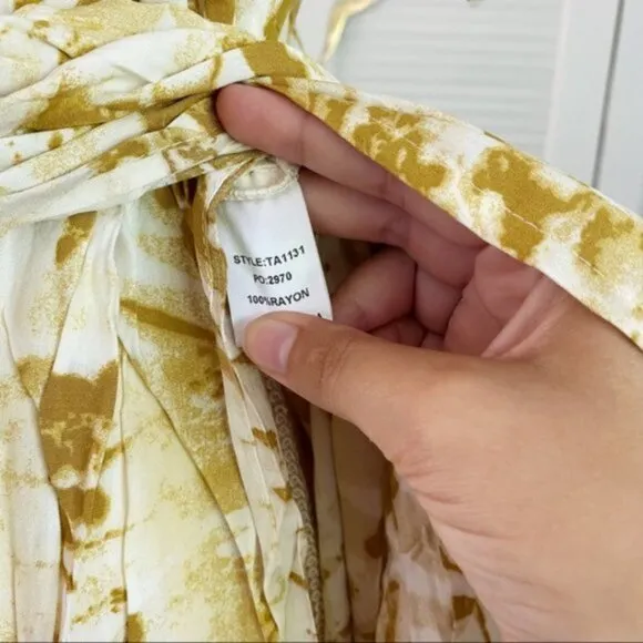 Gigio | Sunburst Golden Tie Dye Peek A Boo Slit Surplice Maxi Dress New 2XL Plus