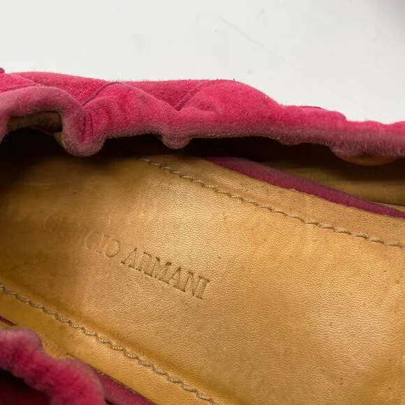 Giorgio Armani Pink Suede Loafers Size 40.5/8.5