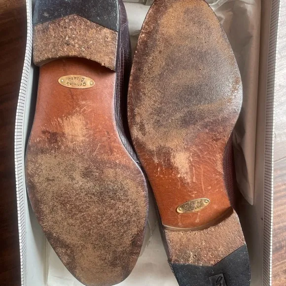 Giorgio Brutini Brown Tasseled Genuine Lizard Slip On Loafers Sz 9.5M