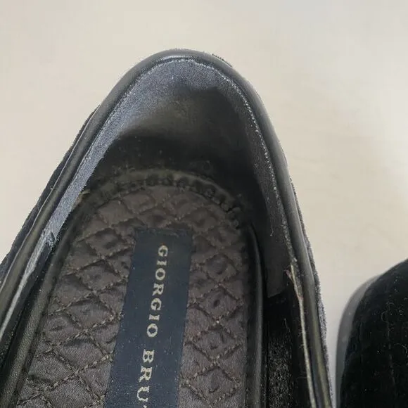 Giorgio Brutini Mens Loafers Suede Size 11 Slip Ons Velvet Chatwal Quilted Black