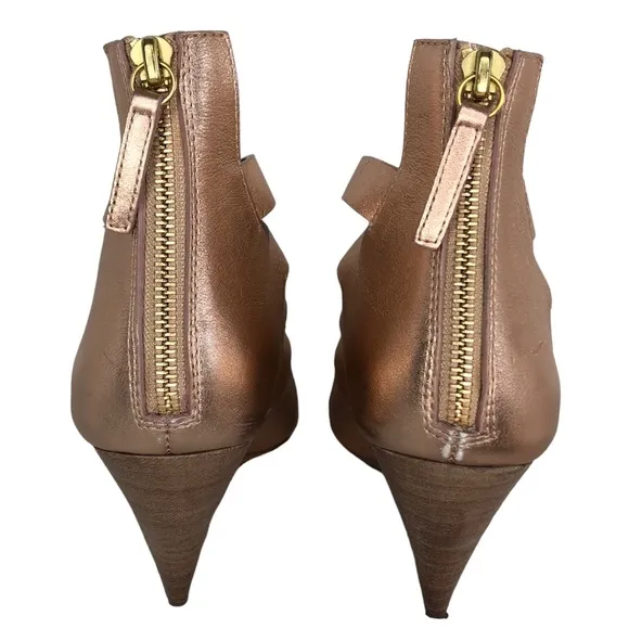 Giuseppe Zanotti Metallic Rose Gold Strappy Cutout Wedge Leather Sandals