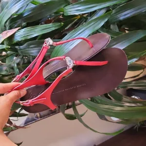 Giuseppe Zanotti Red Strappy Thong Sandals