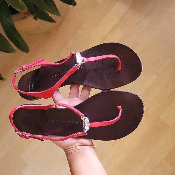 Giuseppe Zanotti Red Strappy Thong Sandals