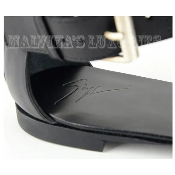 GIUSEPPE ZANOTTI SHOES GLADIATOR CANVAS &amp; LEATHER BLACK &amp; WHITE