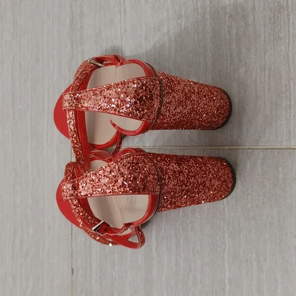 Giuseppe Zanotti Tara Glitter Strappy Heels in Orange Sz 37
