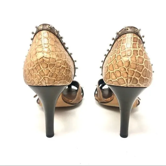 Giuseppe Zanotti Y2K Studded Brown Leather Caged  Heeled Sandals 35.5