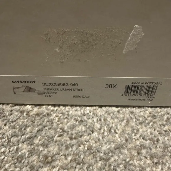 Givenchy Urban Argent White and Silver Street Sneakers- Size 38 1/2 or   U.S 8