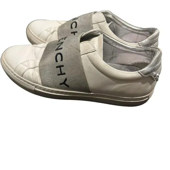 Givenchy Urban Argent White and Silver Street Sneakers- Size 38 1/2 or   U.S 8