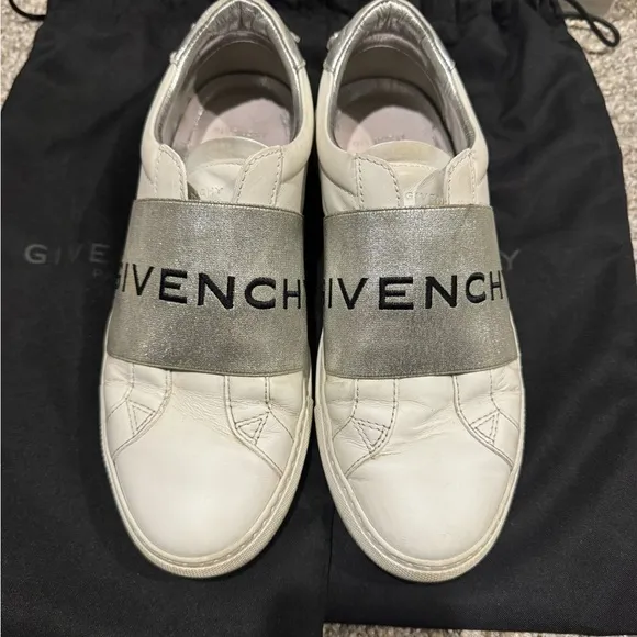 Givenchy Urban Argent White and Silver Street Sneakers- Size 38 1/2 or   U.S 8