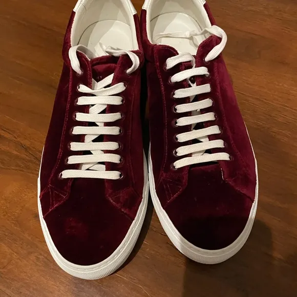 Givenchy Urban Knots Men’s Burgundy White Velvet Street Sneakers Size 11 / 44