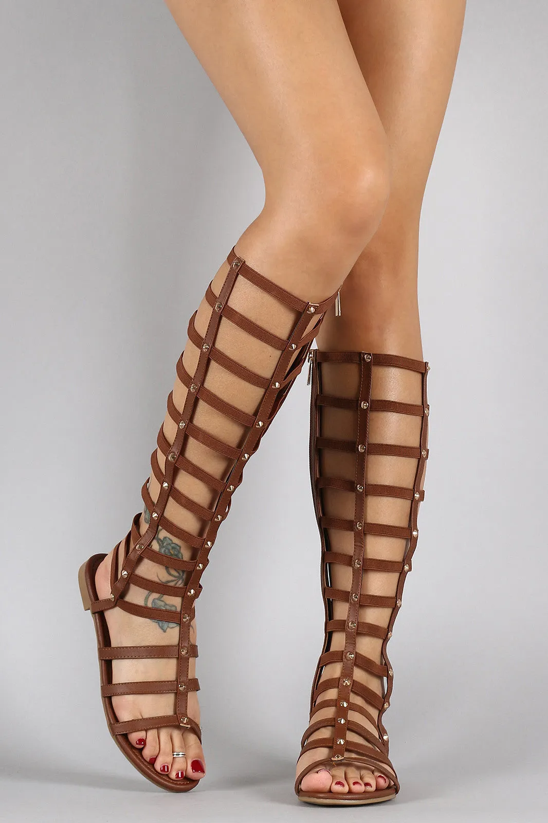 Gladiator Sandal Flat Elasticized Short-term offer Strappy Studded Extensive range