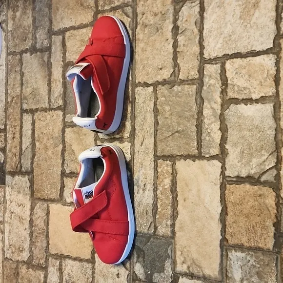 Goats Red  Canvas CrissCross Velcro Strap Sneakers