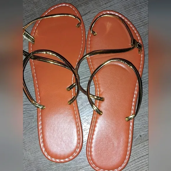 Gold Strappy Sandals Sz 9
