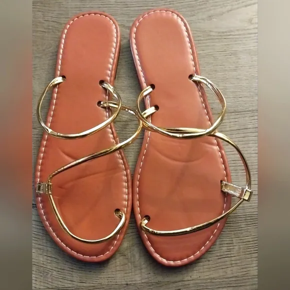 Gold Strappy Sandals Sz 9