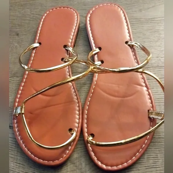 Gold Strappy Sandals Sz 9