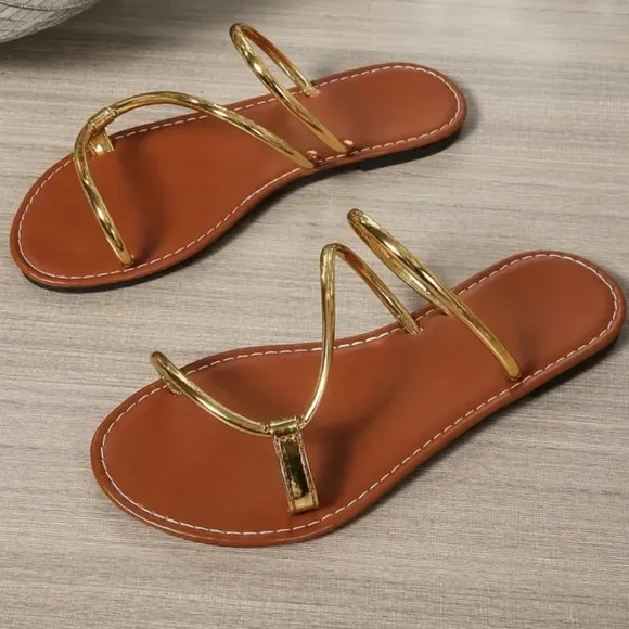 Gold Strappy Sandals Sz 9