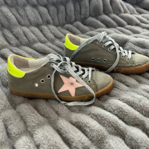 Golden Goose Sneakers with Neon Yellow and Pink Star