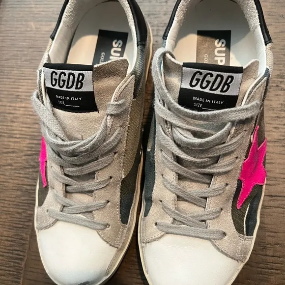 Golden goose superstar, camouflage, fuchsia star suede heel - size 36