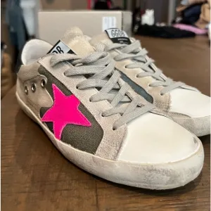 Golden goose superstar, camouflage, fuchsia star suede heel - size 36