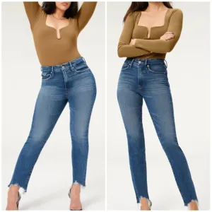 Good American Good Legs High Rise Cigarette Jeans in Blue 842