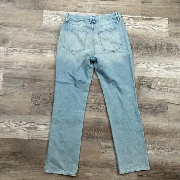Good American NWT Good Boy Jeans Button Fly High Rise Straight 10/30