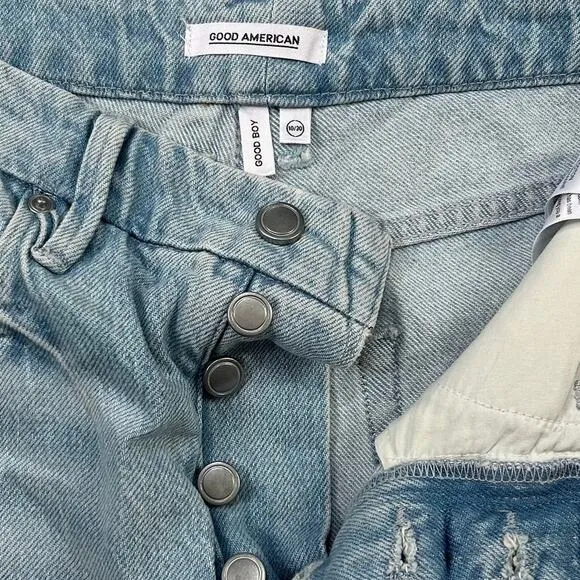 Good American NWT Good Boy Jeans Button Fly High Rise Straight 10/30