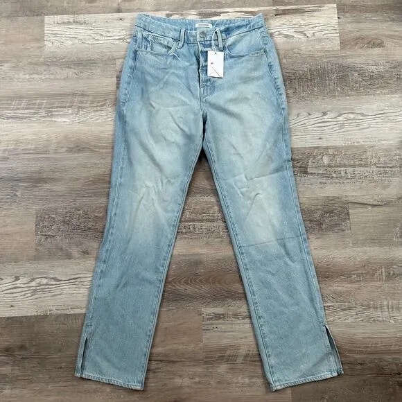 Good American NWT Good Boy Jeans Button Fly High Rise Straight 10/30
