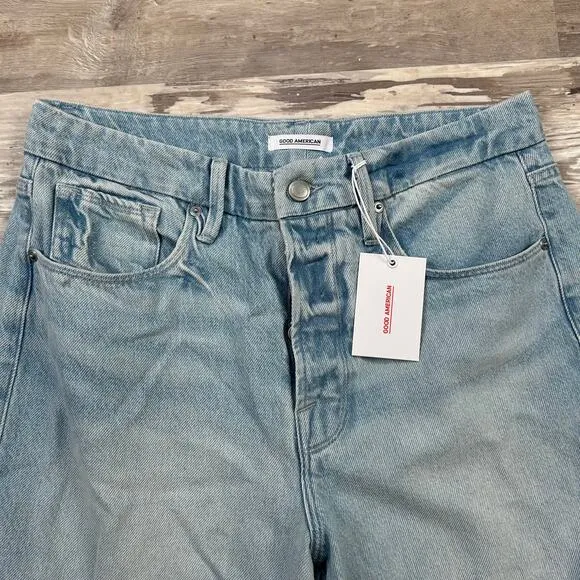 Good American NWT Good Boy Jeans Button Fly High Rise Straight 10/30