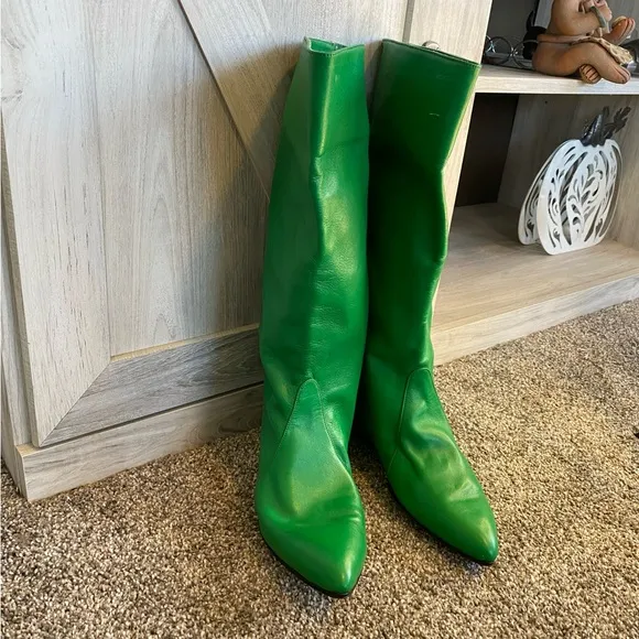 Gorgeous Green Leather Riding GOGO Boho Holiday Festival Equestrian Boots