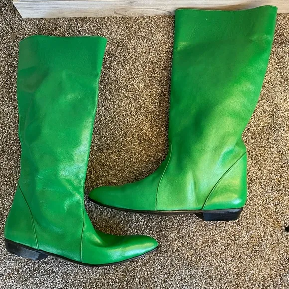 Gorgeous Green Leather Riding GOGO Boho Holiday Festival Equestrian Boots