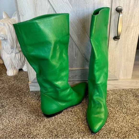 Gorgeous Green Leather Riding GOGO Boho Holiday Festival Equestrian Boots