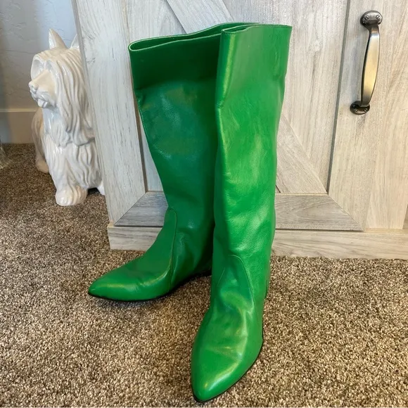Gorgeous Green Leather Riding GOGO Boho Holiday Festival Equestrian Boots