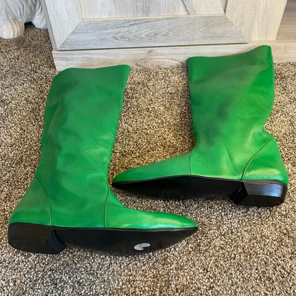 Gorgeous Green Leather Riding GOGO Boho Holiday Festival Equestrian Boots