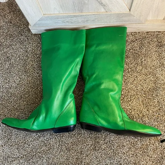 Gorgeous Green Leather Riding GOGO Boho Holiday Festival Equestrian Boots